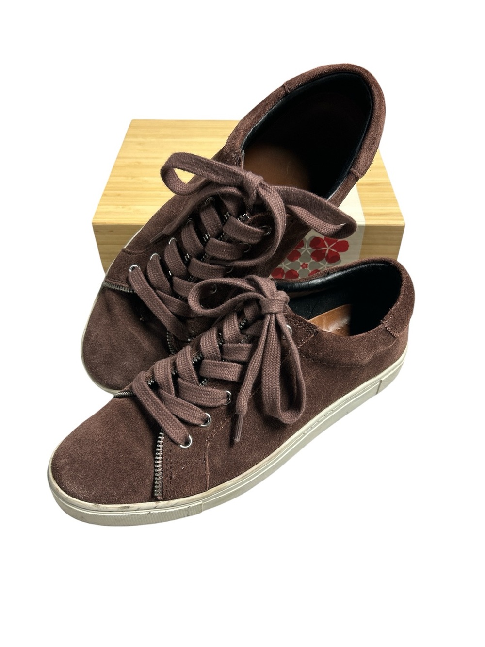 Suede Frye sneakers w/zip detail